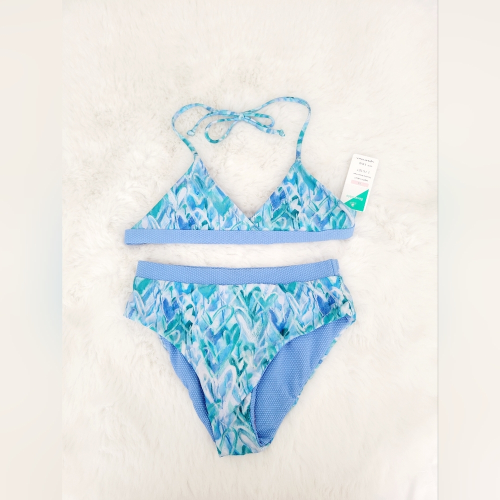 🐬SPLENDID GIRLS' GRAFFITI HEART WRAP BIKINI SET SIZE 10